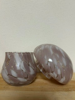 Small Pink Spotted Glass Mushroom Jar