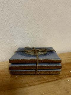 3 Light Blue & Quartz Crystal Coasters