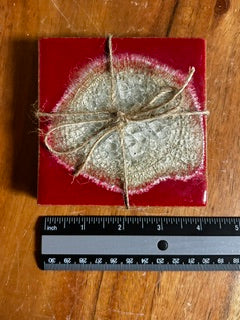 2 Red & Quartz Crystal Coasters