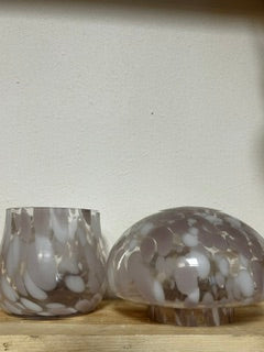 Large Pink Spotted Glass Mushroom Jar