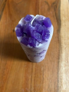 Handmade Purple Cube Pillar Candle