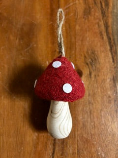 Large Red Felt Spotted Mushroom Ornament