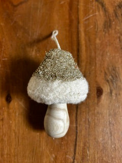 Large White/Gold Felt Mushroom Ornament