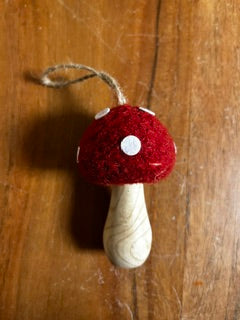 Medium Red Felt Spotted Mushroom Ornament