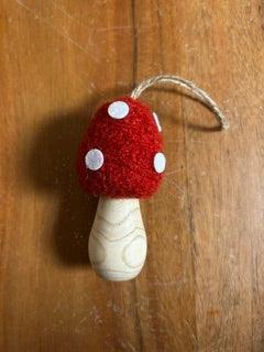 Small Red Felt Spotted Mushroom Ornament