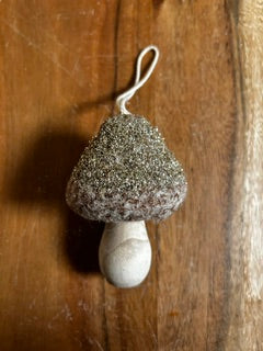 Large Brown/Gold Felt Mushroom Ornament