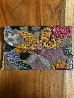 Orange Jungle Floral Sequined Purse