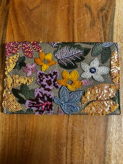 Orange Jungle Floral Sequined Purse