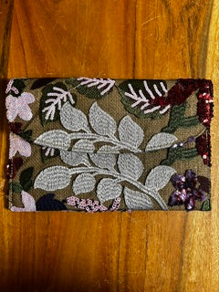 Purple Jungle Floral Sequined Purse