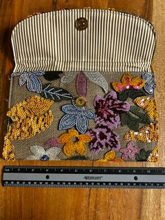 Orange Jungle Floral Sequined Purse