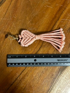 Macramé Keychain - Pink Heart Banner