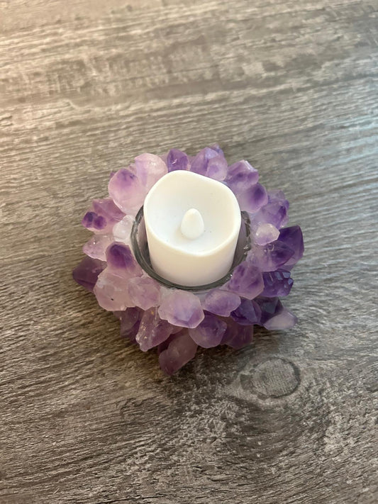 Medium Amethyst Candle Holder – Power, Visualization, & Spirituality